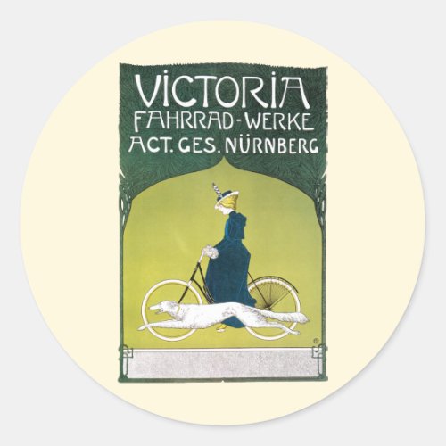 Vintage Art Nouveau Victoria Fahrrad Werke Rehm Classic Round Sticker