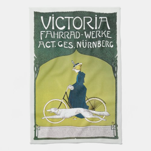 Vintage Art Nouveau Victoria Fahrrad Werke Rehm Kitchen Towel