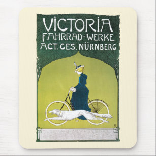 Vintage Art Nouveau, Victoria Fahrrad Werke, Rehm Mouse Pad