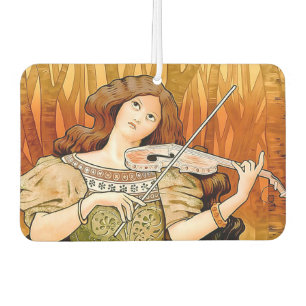 Vintage Art Nouveau Violin Poster Elegant Music Air Freshener