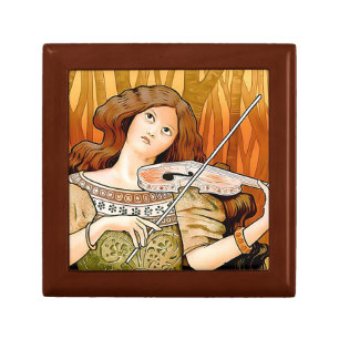 Vintage Art Nouveau Violin Poster Elegant Music Gift Box
