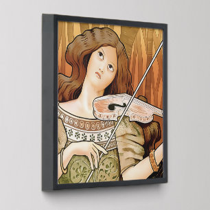 Vintage Art Nouveau Violin Poster Elegant Music Peel And Stick Photo Tile