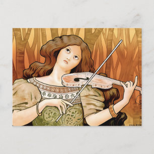 Vintage Art Nouveau Violin Poster Elegant Music Postcard