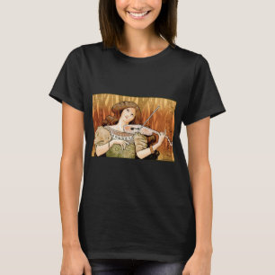 Vintage Art Nouveau Violin Poster Elegant Music T-Shirt