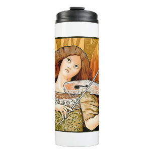 Vintage Art Nouveau Violin Poster Elegant Music Thermal Tumbler