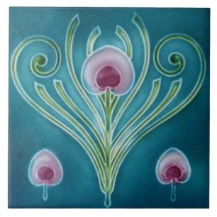 Vintage Art Nouveau Wall Tile Floral