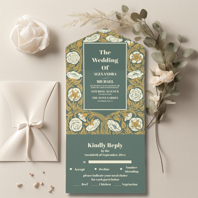 Vintage  Art Nouveau Wedding All In One Invitation (Creator Uploaded)