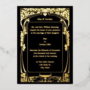Vintage Art Nouveau Wedding Foil Invitation