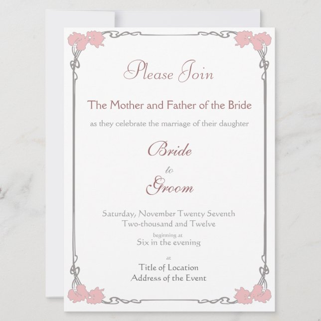 Vintage - Art Nouveau Wedding Invitation (Front)