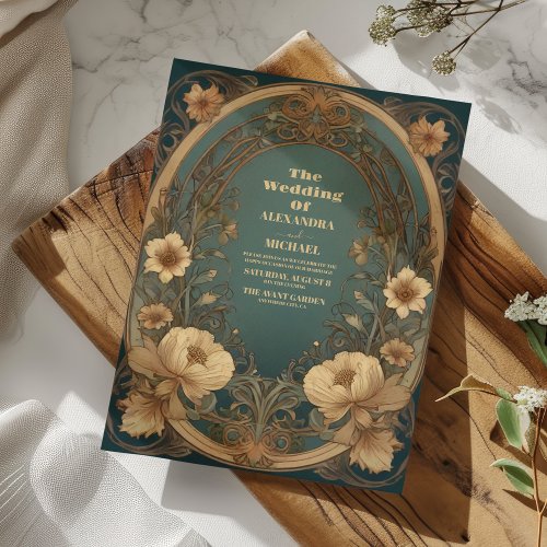 Vintage Art Nouveau Wedding Invitation