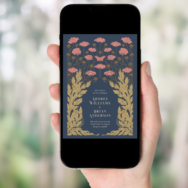 Vintage Art Nouveau Wedding Invitation (Front Digital)