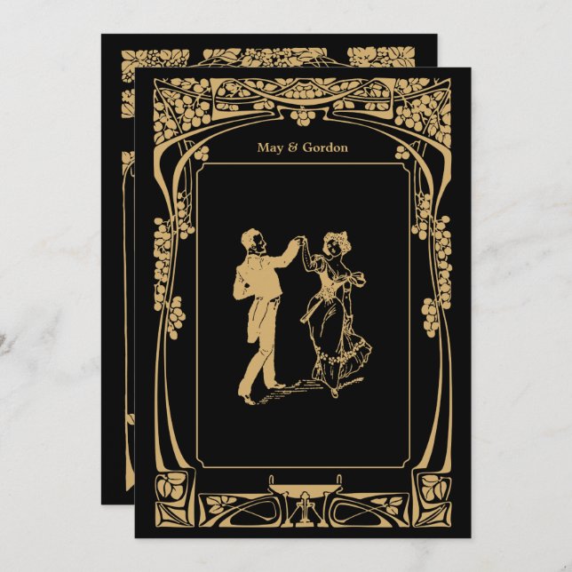 Vintage Art Nouveau Wedding Invitation 2 (Front/Back)