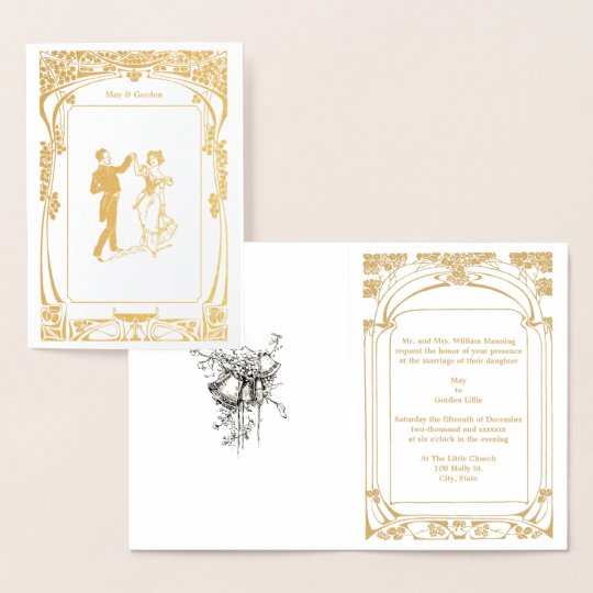 Vintage Art Nouveau Wedding Invitation Template