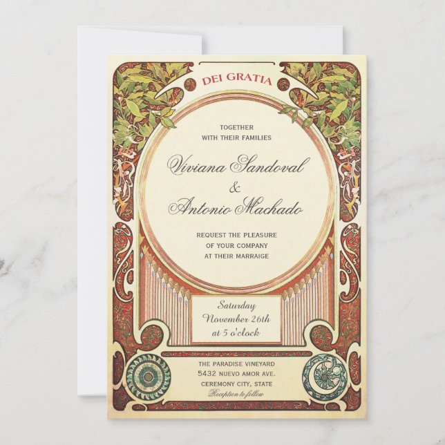 Vintage Art Nouveau Wedding Invitations I (Front)