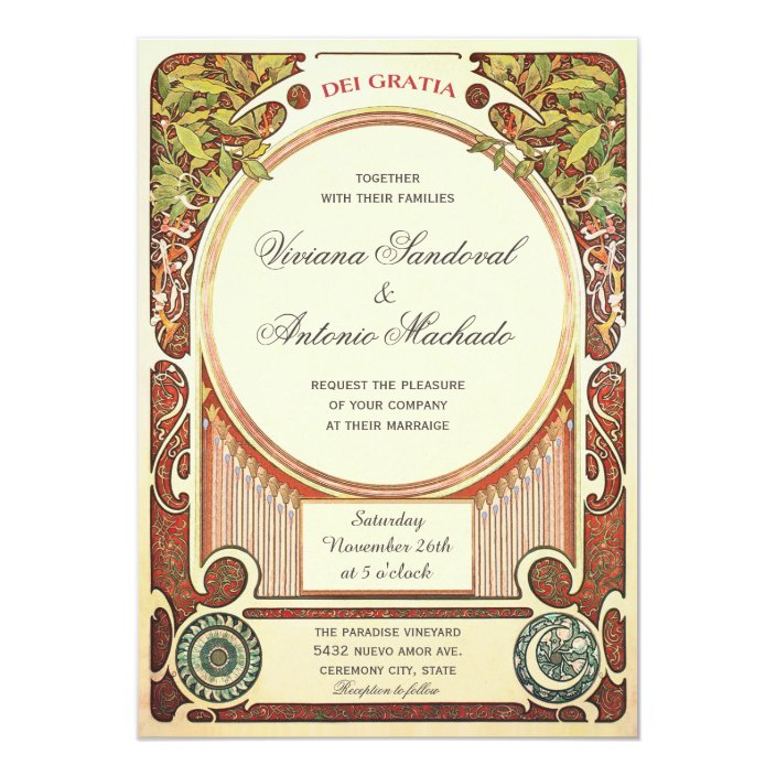 Vintage Art Nouveau Wedding Invitations I Zazzle Com