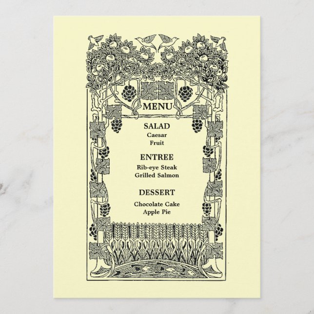 Vintage Art Nouveau Wedding Menu (Front)