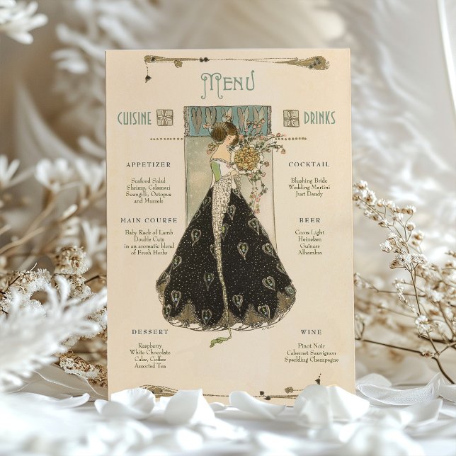 Vintage Art Nouveau Wedding Menu & Drinks Card | Zazzle Vintage Art Nouveau Wedding Menu & Drinks Card | Zazzle