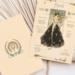 Vintage Art Nouveau Wedding Menu & Drinks Card<br><div class="desc">Enhance your wedding decor with this elegant Art Nouveau-inspired menu and drinks card. Featuring a graceful woman in a detailed floral gown, this vintage design exudes timeless sophistication. The soft cream background is adorned with intricate sage green, black, and gold accents, creating a harmonious and luxurious aesthetic. Perfect for vintage,...</div>