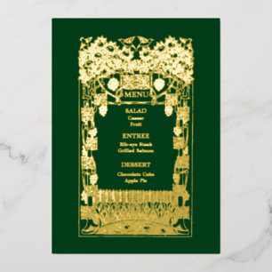 Vintage Art Nouveau Wedding Menu Foil Invitation