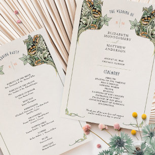 Vintage Art Nouveau Wedding Program Card