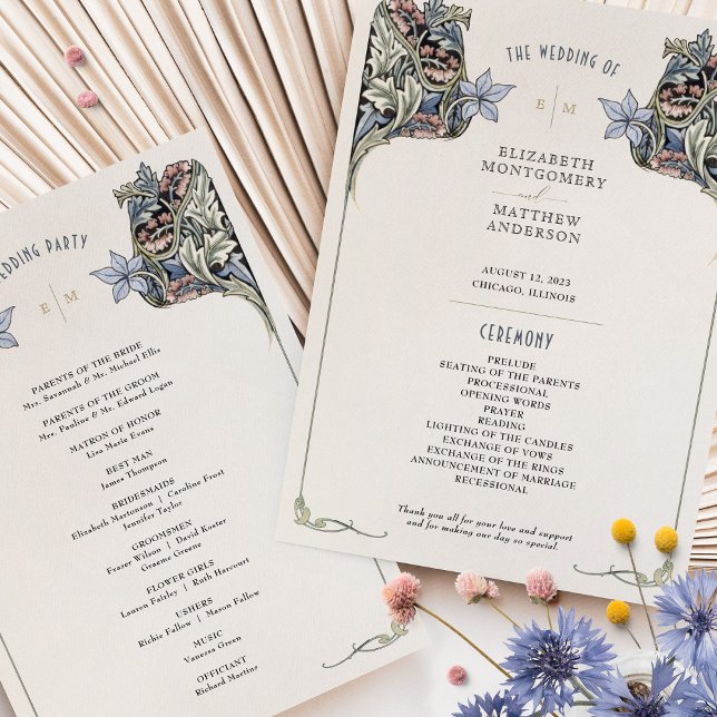 Vintage Art Nouveau Wedding Program Card (Creator Uploaded)