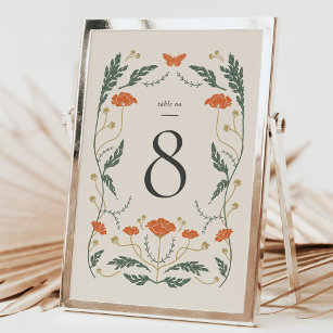 Vintage Art Nouveau Wedding Table Number card