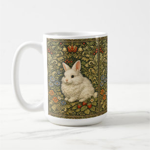 Vintage art nouveau white rabbit coffee mug