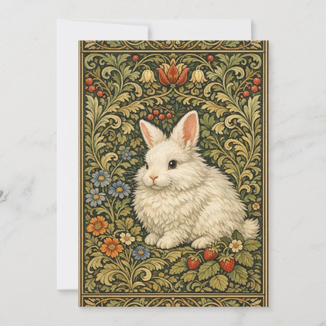 Vintage art nouveau white rabbit  invitation (Front)