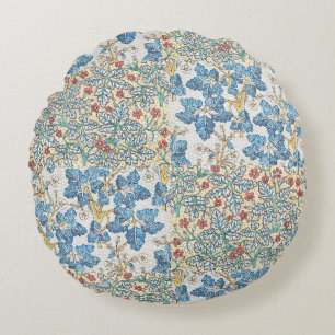Vintage Art Nouveau Wild Geranium Floral Pattern Round Pillow