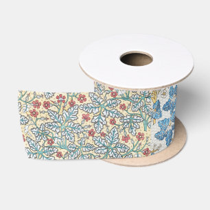 Vintage Art Nouveau Wild Geranium Floral Pattern Satin Ribbon
