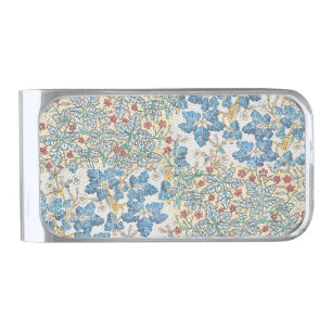 Vintage Art Nouveau Wild Geranium Floral Pattern Silver Finish Money Clip