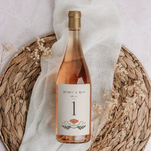 Vintage Art Nouveau Wine Bottle Table Number Label