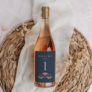 Vintage Art Nouveau Wine Bottle Table Number Wine Label