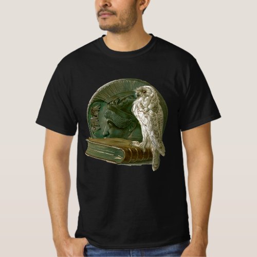 Vintage Art Nouveau with an Owl Coin and a Book T_Shirt