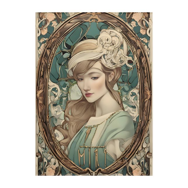 Vintage Art Nouveau Woman Elegant Acrylic Print (Front)