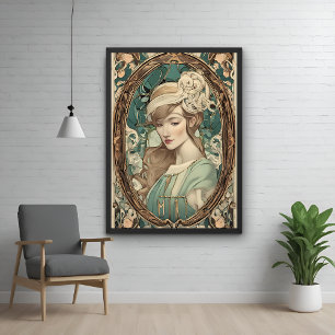 Vintage Art Nouveau Woman Elegant Art Poster