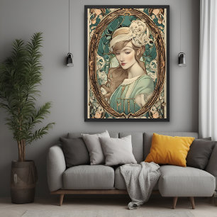 Vintage Art Nouveau Woman Elegant Art Poster