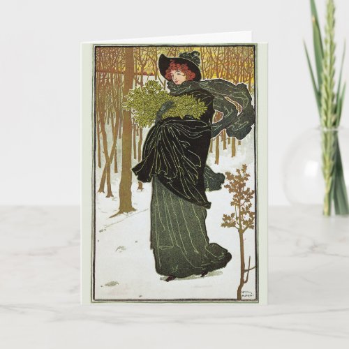 Vintage Art Nouveau Woman Holiday