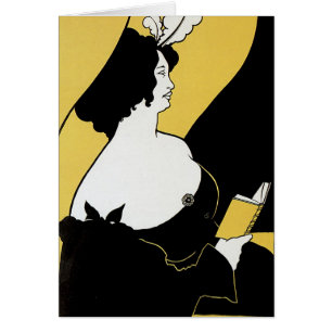 Vintage Art Nouveau, Woman Reading a Yellow Book