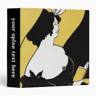 Vintage Art Nouveau, Woman Reading a Yellow Book 3 Ring Binder