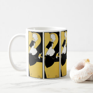 Vintage Art Nouveau, Woman Reading a Yellow Book Coffee Mug