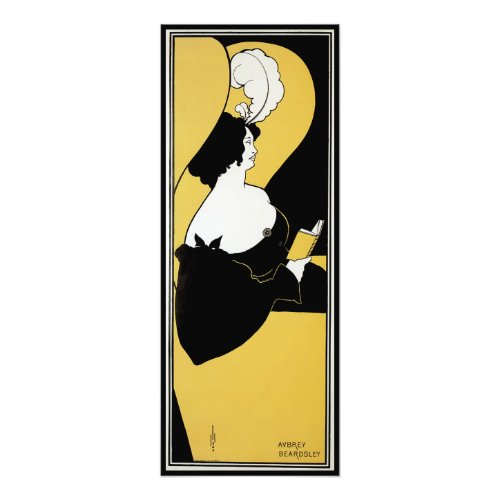 Vintage Art Nouveau, Woman Reading a Yellow Book Photo Print