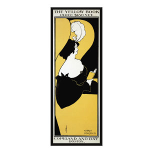 Vintage Art Nouveau, Woman Reading a Yellow Book Photo Print