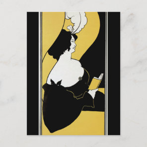 Vintage Art Nouveau, Woman Reading a Yellow Book Postcard