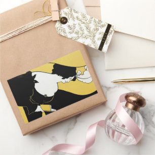 Vintage Art Nouveau, Woman Reading a Yellow Book Rectangular Sticker