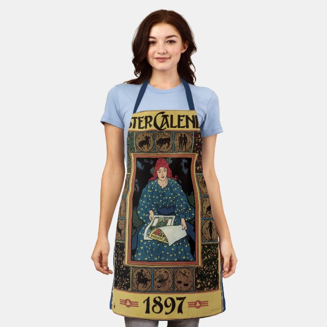 Vintage Art Nouveau, Woman Reading Astrology Book Apron (Worn)