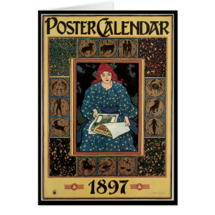 Vintage Art Nouveau, Woman Reading Astrology Book Cards