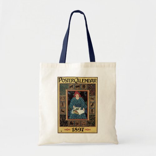 Vintage Art Nouveau Woman Reading Astrology Book Tote Bag