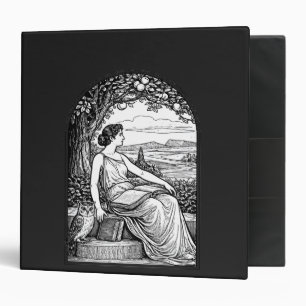Vintage Art Nouveau Woman Reading Under Tree 3 Ring Binder