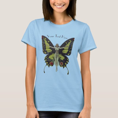 Vintage Art Nouveau Woman With Butterfly Wings T_Shirt